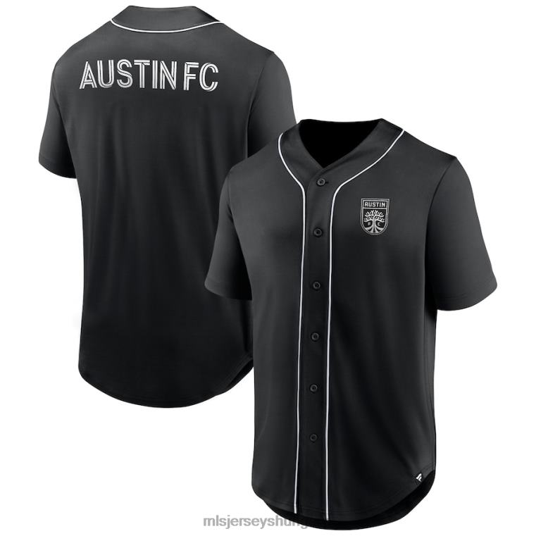 férfiak austin fc fanatics márkájú fekete, harmadidőszak divatos baseball-gombos mez mez MLS Jerseys 22FZD80
